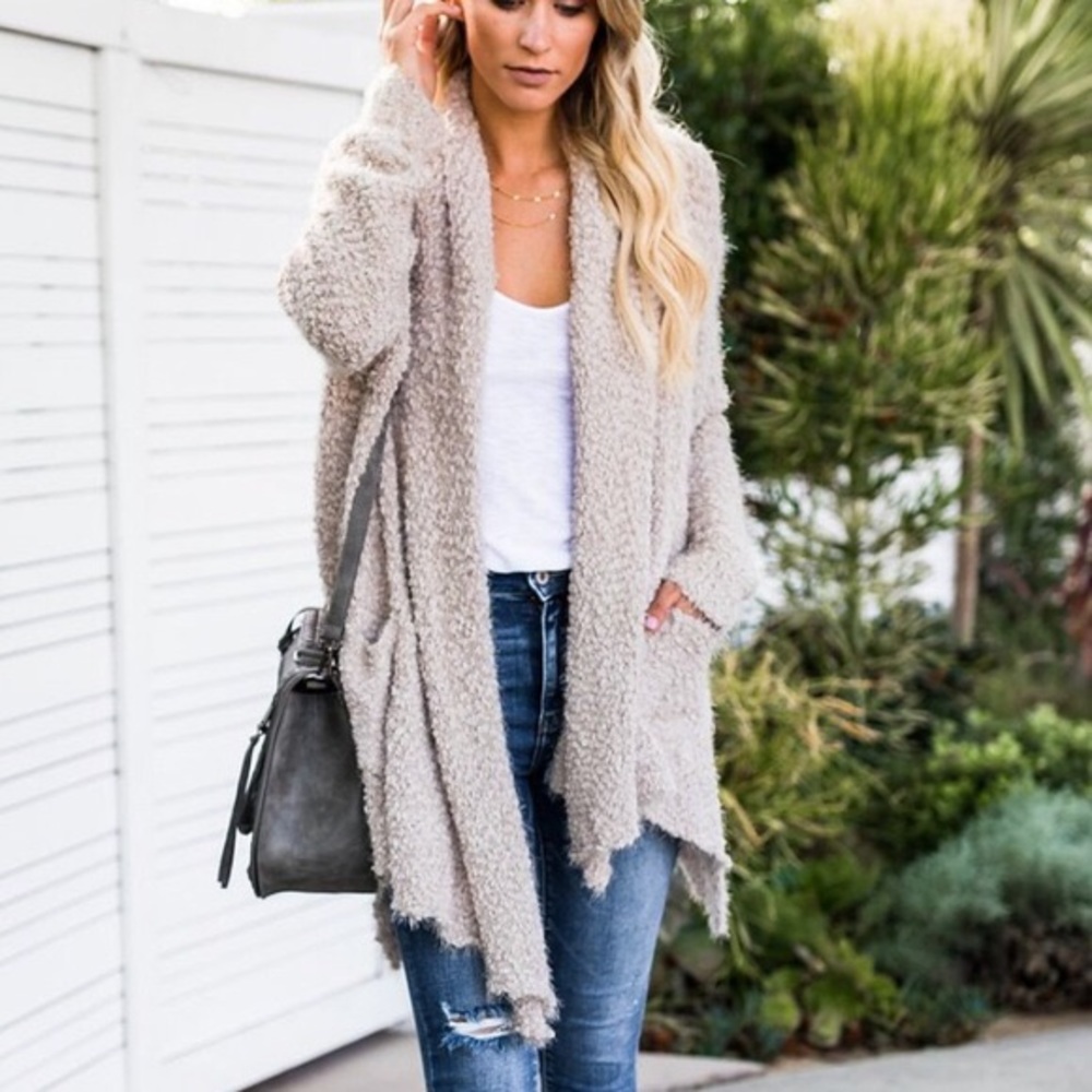 Vici Fuzzy Wuzzy Cardigan Knit Cardigan Oatmeal - Picture 1 of 6